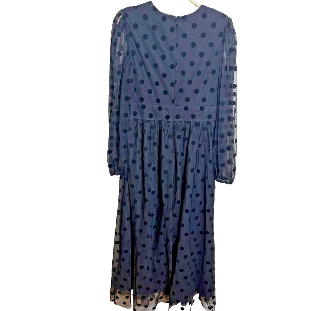 Boden Black Polka Dotted Long Sleeve Dress Polka Dot NWT Sz 8R Fun Tulle Classic - Picture 2 of 13